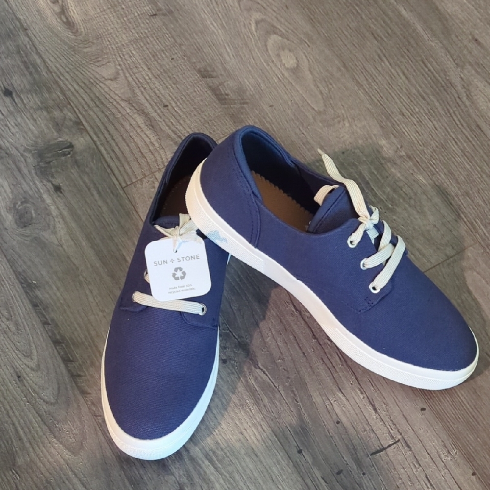 Sun + Stone Blue and White Sneakers Casual Lace-Up